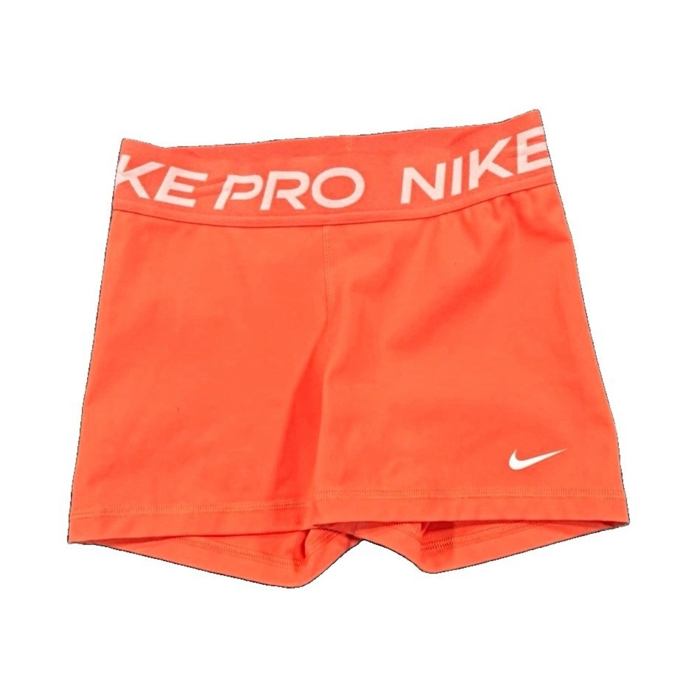 Nike Pro Dri-FIT Women's Orange Compression Shorts Gym Training Elastic Waist